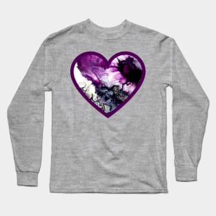 Purple Splash Paint Pour Heart Long Sleeve T-Shirt